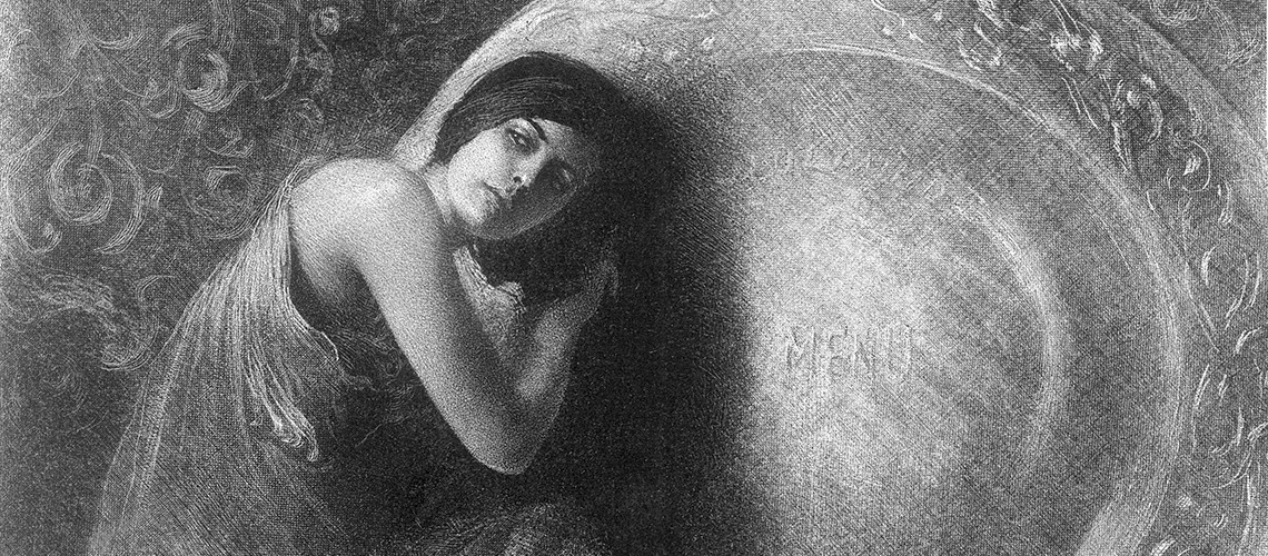Schwarz-weiß-Zeichnung einer jungen Frau 