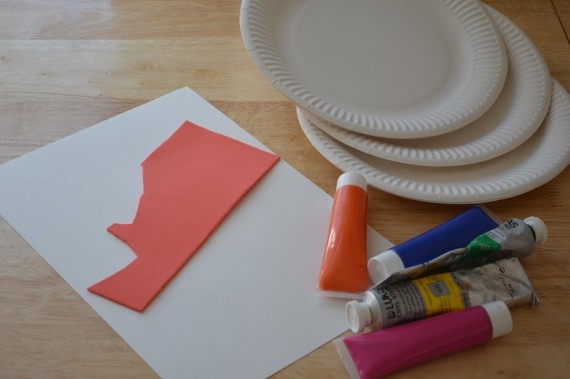 Material für Schablonendruck: Papier, Moosgummi, Farbtuben