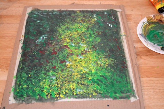 Blatt mit aufgetupften Farben